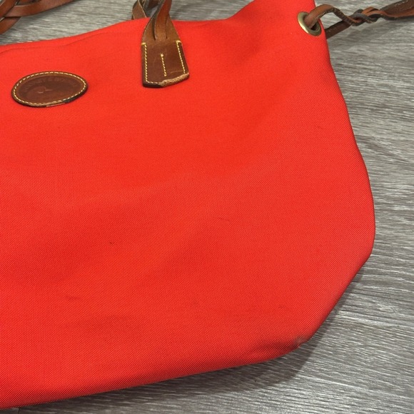 Dooney & Bourke Nylon Shopper Tote Bag Red Vacchetta Leather Trim Preppy Coastal - Picture 7 of 12